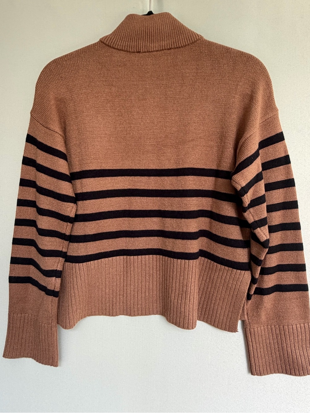 NEW Women's Brown Black Stripe DKNY Quarter Zip Sweater Size S - Picture 13 of 13